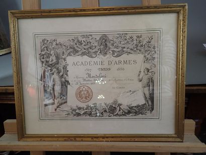 Diplôme de maitre d’armes remis à Mr Mondolini...