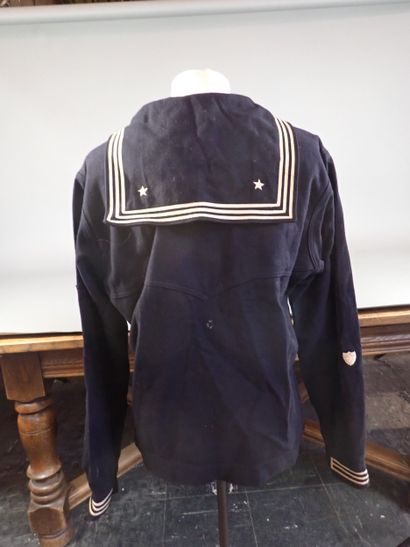 Vareuse de marin américain en drap bleu avec...