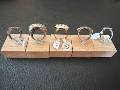 STELLA MIA - Lot de 5 bagues en acier et...