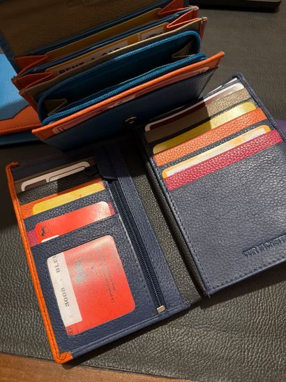 GZ - Lot de 5 portefeuilles en cuir de couleur....