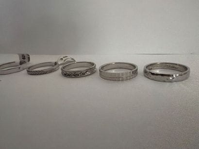 Lot de 5 bagues en argent 925‰, décor divers,...