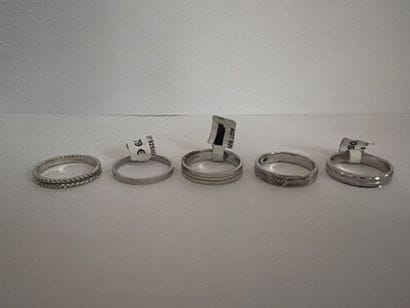 Lot de 5 bagues en argent 925‰, décor divers,...