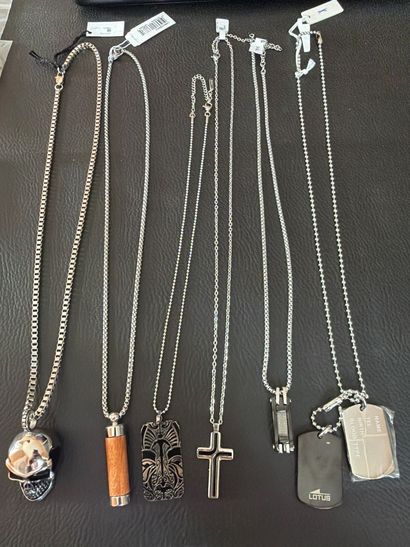 Lot de 6 chaînes avec pendentif pour homme,...
