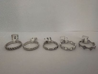 Lot de 5 bagues en argent 925‰, décor divers,...
