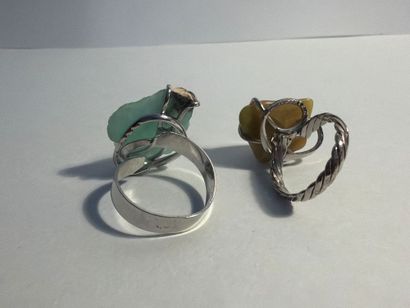 Lot de deux bagues en argent 925‰, l’une...