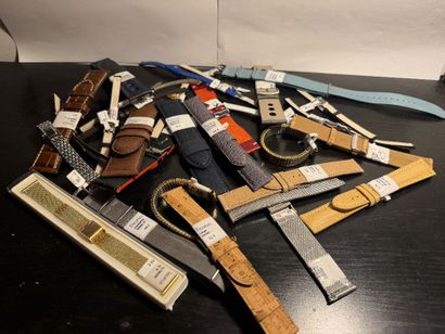 Fort lot de bracelets de montre, en cuir,...