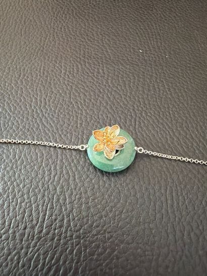 Bracelet en argent 925‰, fleur de lotus déposant...