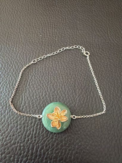 Bracelet en argent 925‰, fleur de lotus déposant...