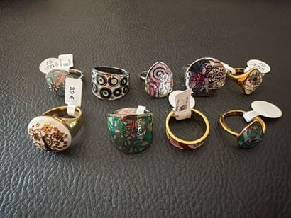 STELLA MIA - Lot de 9 bagues en acier et...