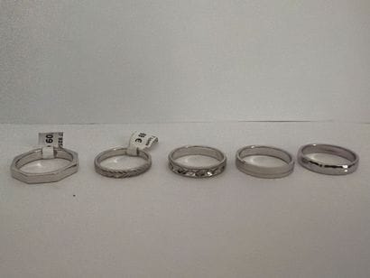 Lot de 5 bagues en argent 925‰, décor divers,...