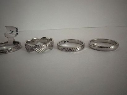 Lot de 6 bagues en argent 925‰, décor divers,...