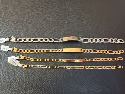 Lot de 4 gourmettes (une en acier, deux en...