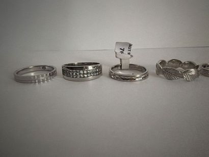 Lot de 6 bagues en argent 925‰, décor divers,...