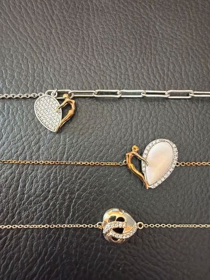 JOURDAN - Lot de 3 bracelets en argent et...