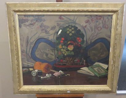 VILLARD A. Le Globe Huile sur toile (accident...
