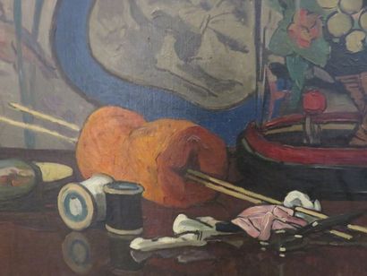 VILLARD A. Le Globe Huile sur toile (accident...