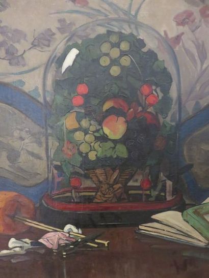 VILLARD A. Le Globe Huile sur toile (accident...