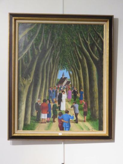 ZELLER Fred, 1912-2003 La sortie de l'église...