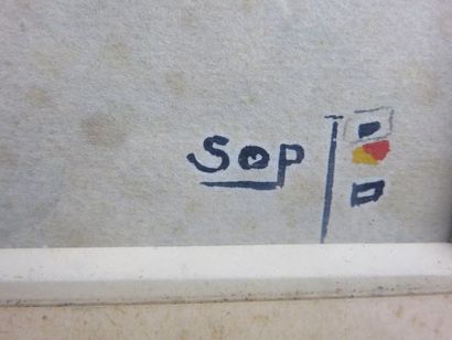 Ecole française. Escadre en mer. Aquarelle...