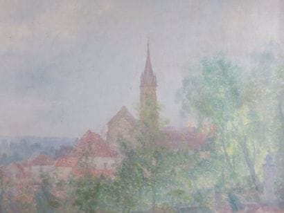 BOUCHER Alfred, 1850-1934 Eglise, village...