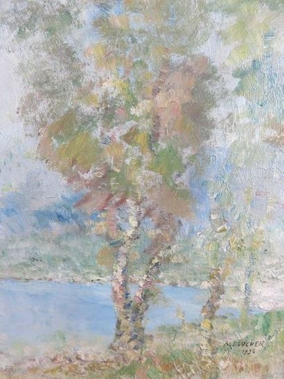 BOUCHER Alfred, 1850-1934 Lac en montagne,...