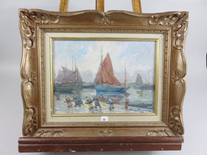 BURON Henri, 1880-1969 Le port sous la pluie,...