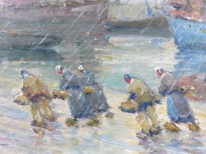 BURON Henri, 1880-1969 Le port sous la pluie,...