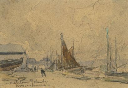 CAHOURS Maurice, 1889-1974 Bateaux au port...
