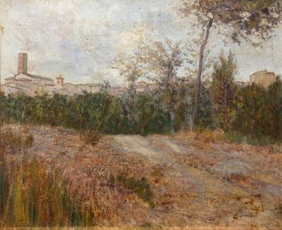 CANNICCI Niccolo, 1846-1906 Village en Toscane...