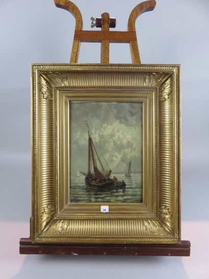 CASINELLI H. Pêcheurs, voiliers, 1869 Huile...