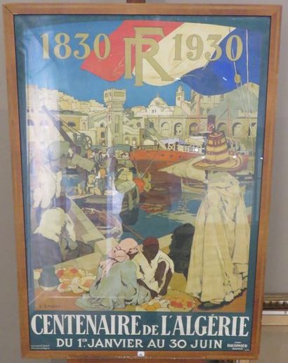 CAUVY Centenaire de l'Algérie Affiche signée...