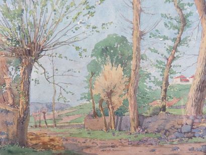 COMPANYO J. Louis, 1870-1958 Arbres et muret...
