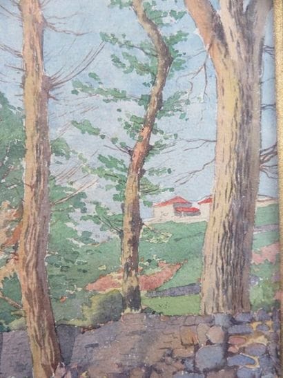 COMPANYO J. Louis, 1870-1958 Arbres et muret...