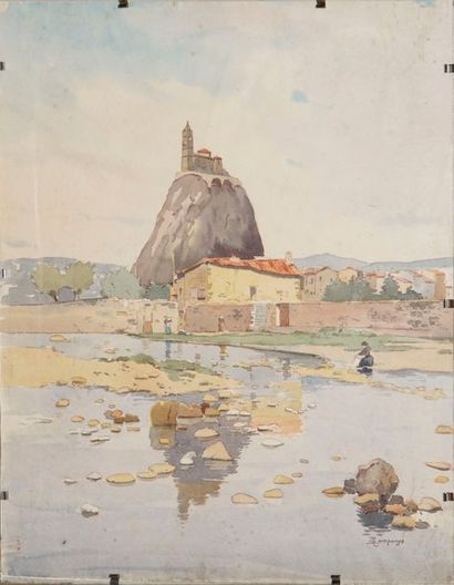 COMPANYO J. Louis, 1870-1958 Le Puy aquarelle...