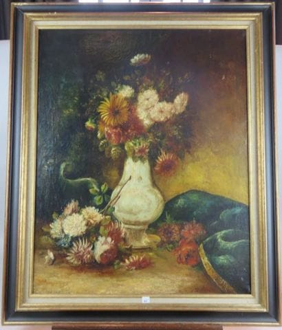 DELARUE Bouquet au vase blanc Huile sur toile...