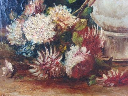DELARUE Bouquet au vase blanc Huile sur toile...