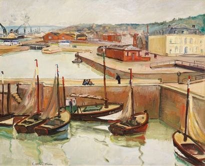 ECOLE MODERNE Port de Honfleur huile sur...