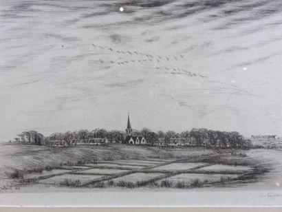 FRÉLAUT Jean, 1879-1954 Village derrière...
