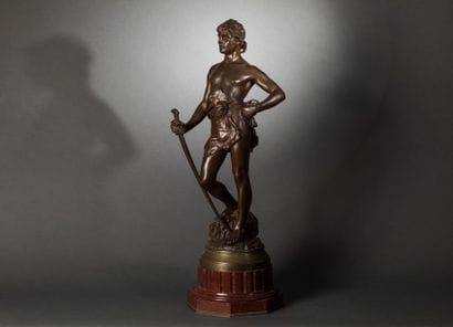 Eugène MARIOTON, 1854-1933 David Bronze patiné...