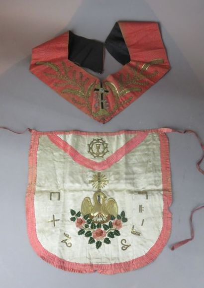 Tablier et cordon de chevalier Rose-Croix...