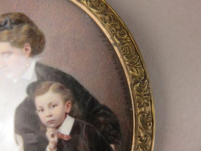 E. LETOURNEAU Femme et deux enfants, 1870...