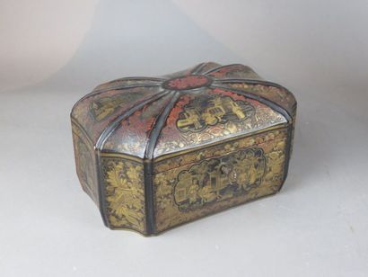 CHINE, Canton - Vers 1900 Boite à thé en...