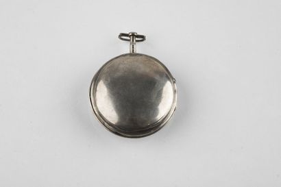 Silver watch with calendar and seconds in...