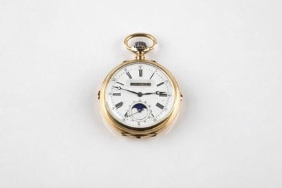 Pocket watch in 750-thousandths gold with...