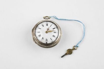 Silver watch with double case signed Jamson...