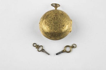 Beautiful Louis XIV onion in gilded metal,...
