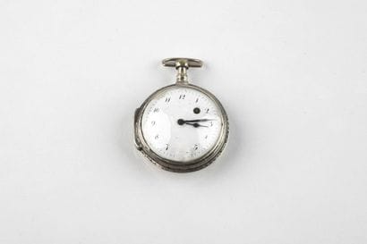 Silver rooster watch, white enamel dial with...