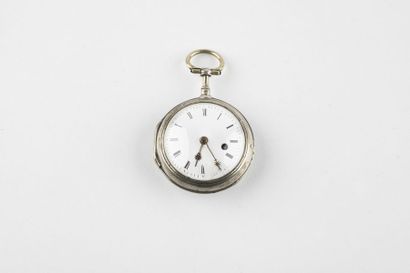 Silver rooster watch, white enamel dial with...