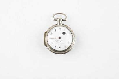 Silver rooster watch, white enamel dial with...