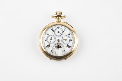 Pocket watch with gilded metal date, white...